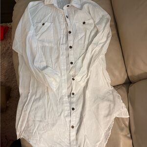 White Button-Up Swim Cover up